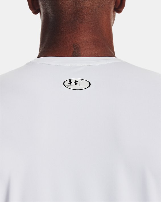 Men's HeatGear® Fitted Short Sleeve, White, pdpMainDesktop image number 3